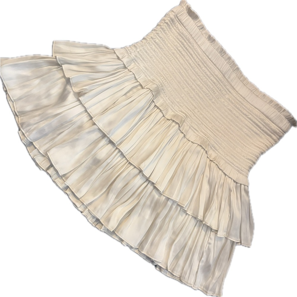 The Reset Cream Tiered Mini Skirt